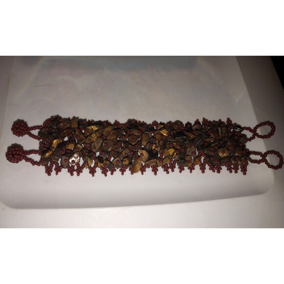 Handmade Tiger’s Eye Chips 2” Wide Bracelet 7” Long Healing Relationship - Picture 8 of 8